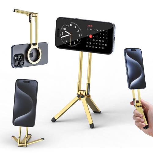 Ulanzi MA30 スマホ三脚 ミニ三脚 全金属製 magsafeに対応 折りたたみ式 持ち運び便利 スタンド＆手持ちモード 361度回転 自撮り棒 スマホスタンド 携帯スタンド 安定 軽量 角度調整可能 横置き/縦置き 卓上三脚 セルフィー/生放送/撮影録画/動画鑑賞に最適 金