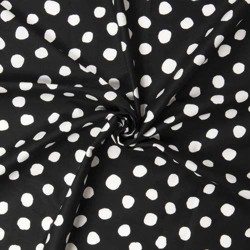 KIYOHARA ソフトブロード ドットプリント 生地 BK ブラック×ホワイト 約110cm×1Mカット 綿100% KOF32-1M