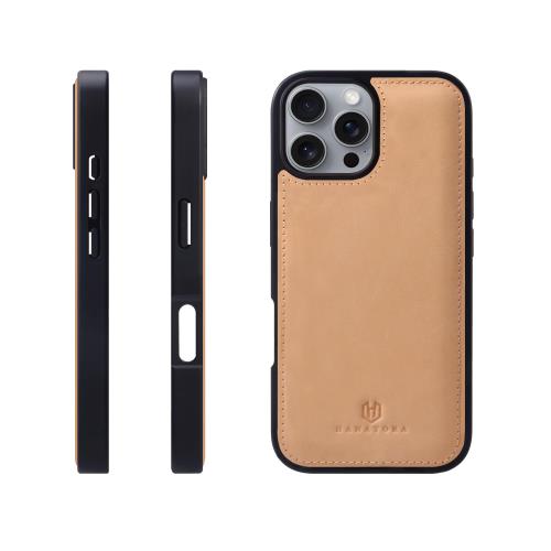 HANATORA iPhone 16Pro Case, Genuine Leather, Shockproof, Smartphone Case, with Cord Holder, Italian Leather, Gift, Bumper Type, No Magnet, Natural GS-16Pro-Natural