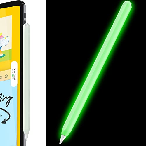 AhaStyle Apple Pencil第2世代Apple Pencil Pro用超薄型Apple Pencilシリコン保護ケース (蛍光グリーン, 単色1個)