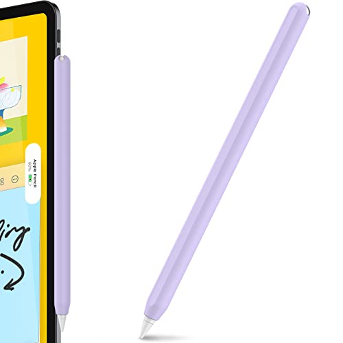 AhaStyle Apple Pencil第2世代Apple Pencil Pro用超薄型Apple Pencilシリコン保護ケース (パープル, 単色1本)