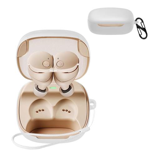 For オーディオテクニカ ATH-CKS50TW2 ケース [HVUYAL] 紛失防止用のフックを搭載した 軽量 キズ防止 防塵 傷つきにくい 柔らかなシリカゲルのスポーツクールなデザイン 衝撃 吸収 スリム ソフト ケースカバー 落下防止保護(ホワイト)