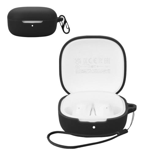 For Xiaomi ワイヤレスイヤホン Redmi buds 6 Play ケース [HVUYAL] 紛失防止用のフックを搭載した 軽量 キズ防止 防塵 傷つきにくい 柔らかなシリカゲルのスポーツクールなデザイン 衝撃 吸収 スリム ソフト ケースカバー 落下防止保護(ブラック)