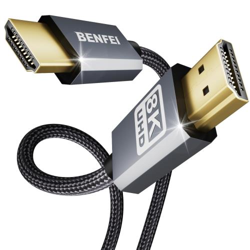 BENFEI 8K HDMI - HDMIケーブル 1.8M、認定超高速HDMIケーブル 4K@240Hz 8K@60Hz HDMI 2.1 48Gbps アルミシェルナイロン編組