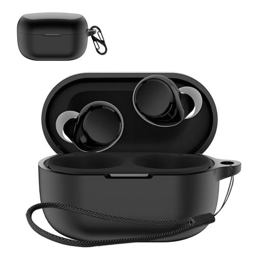 For AVIOT TE-V1R ケース [HVUYAL] 紛失防止用のフックを搭載した 軽量 キズ防止 防塵 傷つきにくい 柔らかなシリカゲルのスポーツクールなデザイン 衝撃 吸収 スリム ソフト ケースカバー 落下防止保護(ブラック)