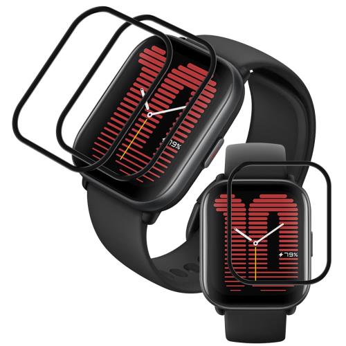 対応 Amazfit Active フィルム 3枚セット 全面保護 PET複合材 炭素繊維 3D曲面 amazfit active 液晶保護フィルム 高速反応 高透過率 傷..