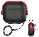 LAYJOY AirPods 4 ケース 2024 AirPods 第4世代 TPU 安全なロック付き LED可視 耐衝撃 AirPods4 カバー エアーポッズプロケース ワイヤレス充電対応 ストラップ リング カラビナ付き えあーぽっつ 4ケース(黒+赤)