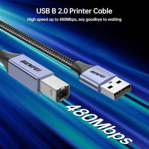 BENFEI USB �ץ�󥿡������֥� 2M USB A - USB B ��³�б���HP/Canon/Brother/Dell/Epson/Lexmark/Xerox�˹�®�ǡ���ž�� �ѵ������� ���졼