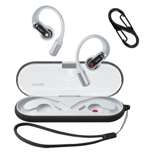 For Nothing Ear (open) ケース [HVUYAL] 紛失防止用のフックを搭載した 軽量 キズ防止 防塵 傷つきにくい 柔らかなシリカゲルのスポーツクールなデザイン 衝撃 吸収 スリム ソフト ケースカバー 落下防止保護(ブラック)