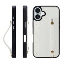 HANATORA iPhone16Plus ケース 本革 耐衝撃 背面ベルト カードポケット スマホケース スマホ スタンド機能 ネック ストラップ 付き エンボスレザー ギフト マグネットなし ホワイト NCGH-16Plus-White