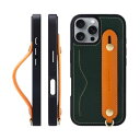 HANATORA 16Pro ケース 本革 耐衝撃 背面ベルト ストラップリング スマホケース スマホ スタンド機能 ネックストラップ 付き イタリアンレザー ギフト グリーン+オレンジ CGH-16Pro-Green-OG