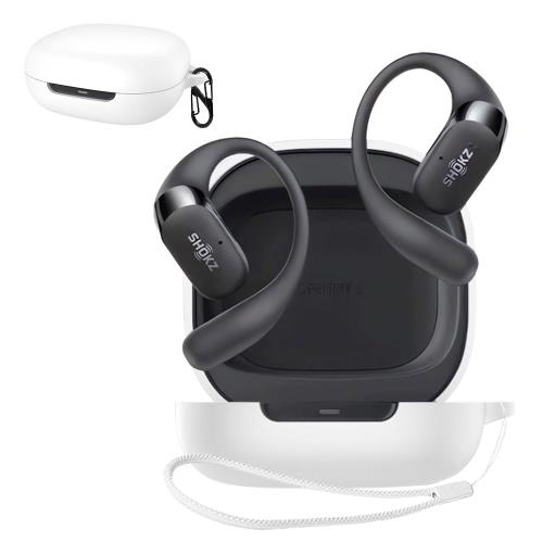 For Shokz OpenFit 2 ケース [HVUYAL] 紛失防止用のフックを搭載した 軽量 キズ防止 防塵 傷つきにくい 柔らかなシリカゲルのスポーツクールなデザイン 衝撃 吸収 スリム ソフト ケースカバー 落下防止保護(ホワイト)