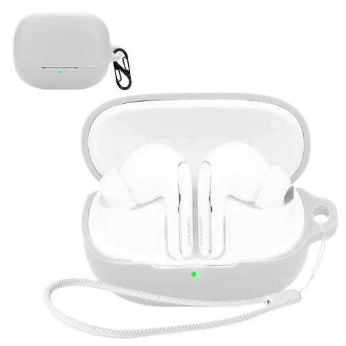 For Xiaomi buds 5 pro ケース [HVUYAL] 紛失防止用のフックを搭載した 軽量 キズ防止 防塵 傷つきにくい 柔らかなシリカゲルのスポーツクールなデザイン 衝撃 吸収 スリム ソフト ケースカバー 落下防止保護(ホワイト)