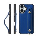HANATORA iPhone16 ケース 本革 耐衝撃 背面ベルト ストラップリング スマホケース スマホ スタンド機能 コードホルダー ガラスフィルム 付き オイルドレザー ギフト ブルー GH-16-Blue-m