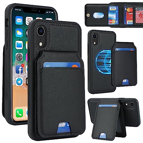Cavor iPhoneXR 手帳型ケース iPhoneX スマホケースiPhoneXR 分離型手帳 ケース iPhone10R カード収納 二合一 MageSafe MageSafe 対応 スマホケース 可分離iPhoneXR 財布型 カバー MageSafe wallet 両用 2way 内蔵マグネットカード収納 横置 Qi急速充電対応ブラック