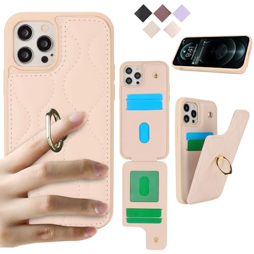 Cavor iPhone12 Pro iPhone12 手帳型ケース背面ポケット付き いphone12 ケースカード収納ケース アイホン12 スマホケースカードポケット上下開iPhone12 Pro 携帯ケース薄型iPhone 12 Pro case 財布型 360°回転リング 可愛い 免許証と 横置 Qi急速充電対応 磁気機能 落下防止