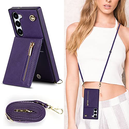 Cavor Galaxy S23 FE スマホ ケース手帳型 肩掛け 首かけ 斜めがけショルダーケースGalaxy S23 FE 財布型ケースGalaxy S23 FE ケースカード収納 Galaxy S23 FE 手帳型ケース上下開galaxy S23 FE ケース ショルダー 携帯 カバー横置きQi ワイヤレス充電対応ストラップ付き薄型