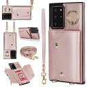 携帯カバー サムスンGalaxy note 20 Ultraケース 手帳型 PU革 カード収納 小銭入れ スマホケース ギャラクシー note 20 Ultra 手帳型ケース 長ストラップ リング付き 肩がけ 首掛け 斜め掛け-ピンク(2)