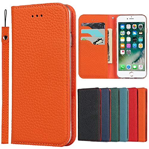 レザー アクオス センス3+ plus ケース 本革 Aquos Sense 3+ plusスマホケース カードポケット Jaorty 内蔵マグネットカードホルダ付き 本革 カバー Aquos Sense 3+ plusケース 手帳型 スタンド機能 超薄型 人気 おしゃれ-オレンジ