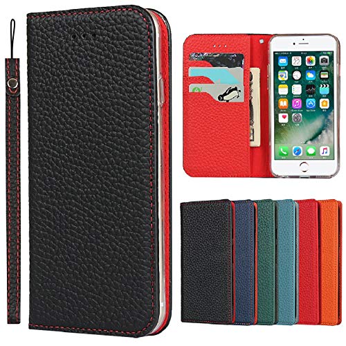 レザー アクオス センス3 ケース 本革 Aquos Sense 3スマホケース カードポケット Jaorty 内蔵マグネットカードホルダ付き 本革 カバー Aquos Sense 3ケース 手帳型 スタンド機能 超薄型 人気 おしゃれ-ブラック