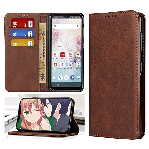 京セラ 適用 Android One S10／One S9手帳ケース KC-S304／Digno SANGA edition ケース 手帳型 アンドロイド ワン S10 スマホケース内蔵マグネットPU皮革 財布型 カード収納 スタンド機能-ダークブラウン
