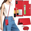 アイフォンXS MAX カバー アイフォンXS MAX ケース 手帳型 iPhone XS MAX スマホケースiPhone XS MAX 手帳型ケースJaorty 高質PU合成皮革 ミラー付き 肩掛け 首かけ 斜めがけ ショルダー ストラップ付き 4色-レッド