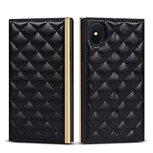 iPhone XS ケース手帳型iPhone X アイフォンXSカバー アイフォンXケース 手帳型 iPhone XS スマホケースiPhone X 手帳型 ケース カードポケット ストラップ付き Jaorty PUレザー ミラー付き サイドマグネット シンプル 横置きスタンド 耐衝撃 おしゃれ-ブラック