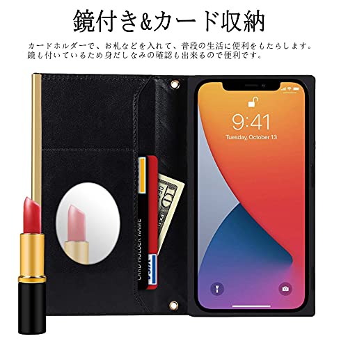 iPhone XS ケース手帳型iPhone X アイフォンXSカバー アイフォンXケース 手帳型 iPhone XS スマホケースiPhone X 手帳型 ケース カードポケット ストラップ付き Jaorty PUレザー ミラー付き サイドマグネット シンプル 横置きスタンド 耐衝撃 おしゃれ-ブラック
