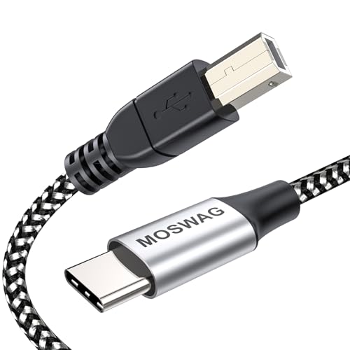MOSWAG MIDI USB 変換ケーブル（USB-A-USB-B）2m(2メートル）USB Type CプリンターケーブルオーディオDAC ミキサー MIDIキーボード、 電子ピアノ、 DJコントローラ 、プリンター 、ス キャナー、 FAXマシン 、ファックスなどに適用