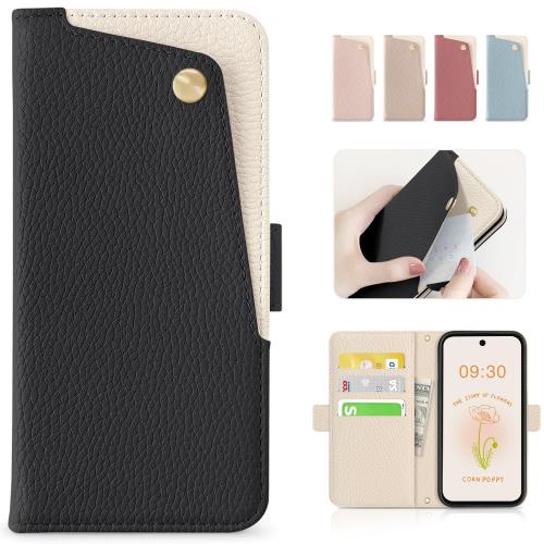 CASSYOOK Google Pixel 9 Pro XL ケース 手帳型 google pixel9 Pro xl カバー カードポケット付き Pixel 9 Pro XL ケース 手帳型 全面保護 グーグルピクセル9pro xl ケース カード収納 横置きスタンド機能 高級PUレザー おしゃれ 上質な手触り 擦り傷防止 ケース(ブラック)