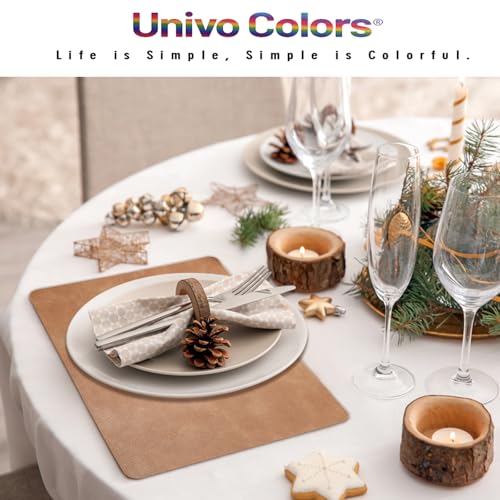 Univo Colors ランチョンマット 高質PUレザー 北欧 撥水 防汚 断熱 滑り止め 丸洗いOK 清潔しやすい 華やか 飾り 家庭用 レストラン用（グリーン,43cm×30cm, 4枚セット） 2