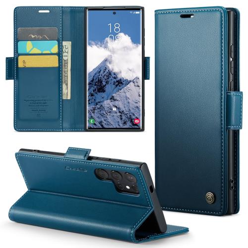 Galaxy S25 Ultra 用 ケース 手帳型 財布型 カードポケット付き ギャラクシーs25ウルトラ / SC-52F / SCG32 カバー カード収納 Uovon スマホケース 高級レザー 耐衝撃 全面保護 スタンド機能 ストラップホール付き マグネット式 · ブルー