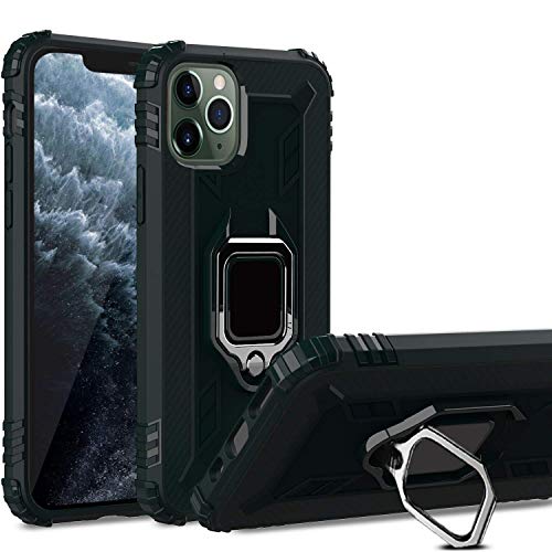 アイフォン 12 mini ケース iphone 12 mini スマホケース iphone 12 miniガバー iPhone 12 mini 携帯カバー 車載ホルダー Jaorty TPU 360°回転 滑り防止 スタンド機能 リング回転可能 黄変防止-ダークグリーン