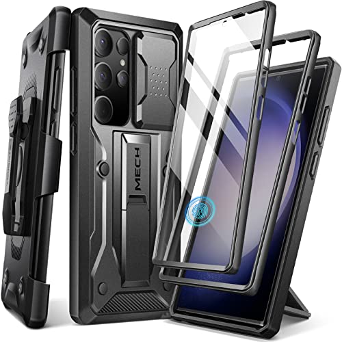 Tongate Samsung Galaxy S23 Ultraケース、スライド式カメラカバー＆スクリーンプロテクター内蔵2つのフロントフレームミリタリーグレードの衝撃吸収S23 Ultra用ケース、キックスタンド＆ベルトクリップ付き、6.8インチ、ブラック