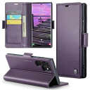 Galaxy S24 Ultra 用 ケース 手帳型 財布型 カードポケット付き ギャラクシーs24ウルトラ / docomo SC-52E / au SCG26 カバー カード収納 Uovon スマホケース 高級レザー 耐衝撃 全面保護 スタンド機能 ストラップホール付き マグネット式 · パープル