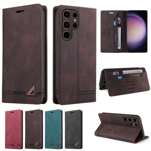 UnivoColors Galaxy S25 Ultra (SC-52F/SCG32) 手帳型ケース 高級合皮 スタンド機能 カード収納 マグネット式 全面保護 カメラ保護 衝撃吸収 RFIDブロッキング(ブラウン)