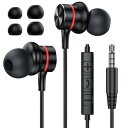 MOSWAG 有線イヤホン、3.5 mm黒色有線イヤホン、マイク付き、入耳式ノイズ低減イヤホン、、デスクトップ、タブレット、ノートパソコン、MP 3、MP 4と互換性がある