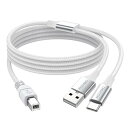 MOSWAG 2 in 1 USBプリンタケーブル32.8 FT/10 M USB CからMIDIケーブルプリンタケーブル、USB MIDIケーブルUSB CからUSB B MIDIケーブル、ケーブル、互換楽器、ピアノ、サイレンキーボード、USBマイク…