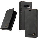 UnivoColors Galaxy S10(SCV41/SC-03L) 手帳型ケース 高級合皮 スタンド機能 カード収納 マグネット式 TPUソフトカバー 全面保護 カメラ保護 衝撃吸収 RFIDブロッキング おしゃれ カバー(ブラック) N