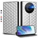UnivoColors SHARP AQUOS R8 pro (SH-51D) 手帳型ケース 高級合皮 カード収納 マグネット開閉 スタンド機能 ストラップホール付き TPUソフトバンパー 全面保護 カメラ保護 衝撃吸収 ビジネス おしゃれ カバー(シルバー)