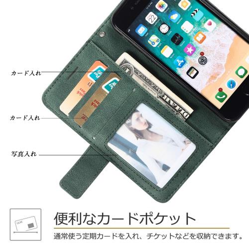 UnivoColors iPhone 16 Pro 手帳型ケース カード収納 スタンド機能 サイドマグネット TPUケース 軽量 ストラップ付き QI充電対応 横置き機能 防指紋 レンズ保護 全面保護 (グリーン)