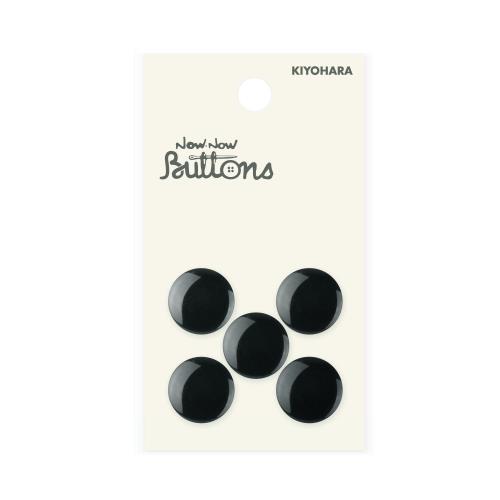 KIYOHARA ナウナウボタン カラーボタン パール調 裏穴 5個入り 直径15mm 黒 NWN308