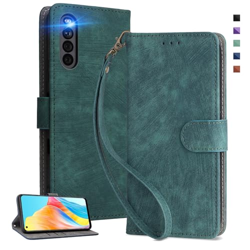 UnivoColors Sony Xperia 10 III（SO-52B/SOG04） 手帳型 スマホケース 携帯カバー 高級合皮 RFIDブロッキング カード収納 専属ストラップ同梱 マグネット開閉 横置きスタンド機能 放熱性 着脱しやすい 全面保護 カメラ保護 衝撃吸収 落ち着いた色(グリーン)(2)