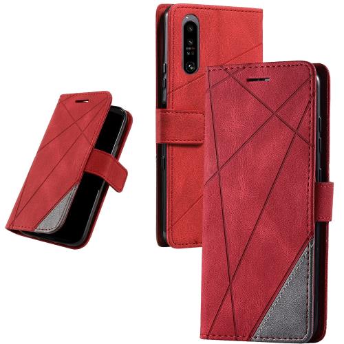 UnivoColors Sony Xperia 1 IV（SOG06/SO-51C）手帳型ケース カード収納 スタンド機能 サイドマグネット TPUケース 軽量 ストラップ付き QI充電対応 横置き機能 防指紋 レンズ保護 全面保護 (レッド)N