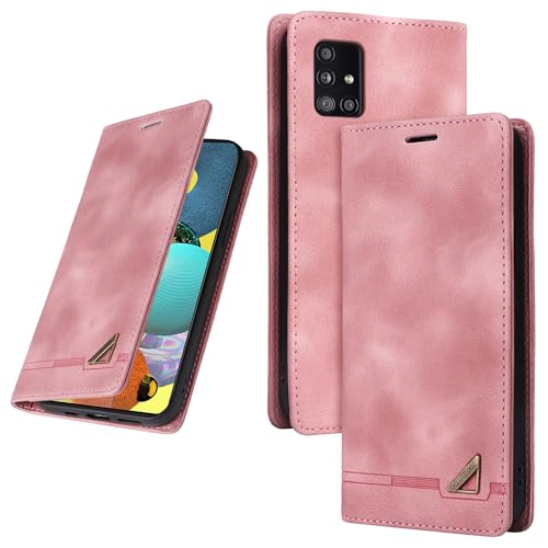 UnivoColors Galaxy A51 5G (SC-54A) 手帳型ケース 高級合皮 スタンド機能 カード収納 マグネット式 TPUソフトカバー 全面保護 カメラ保護 衝撃吸収 RFIDブロッキング おしゃれ カバー(ピンク)