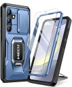 Tongate Samsung Galaxy S24 Plus ケース、強化ガラス製スクリーンプロテクター付、全身保護、軍用級の耐震 Galaxy S24 + Plus 携帯ケース(2024)リングブラケットとスライドカメラカバーを内蔵し、ブルー