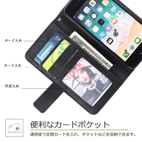 UnivoColors iPhone 16 手帳型ケース カード収納 スタンド機能 サイドマグネット TPUケース 軽量 ストラップ付き QI充電対応 横置き機能 防指紋 レンズ保護 全面保護 (ブラック)