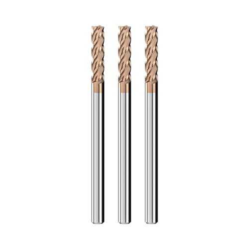 Cleqee スクエア エンドミル 刃径5mm × 刃長15mm × 全長75mm × 軸径5mm3個セット 4枚刃 TiAlNコート 超硬 スクエア エンドミ...