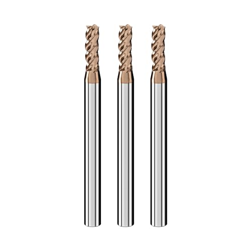 Cleqee スクエア エンドミル 刃径3mm × 刃長8mm × 全長50mm × 軸径4mm3個セット 4枚刃 TiAlNコート 超硬 スクエア エンドミル...