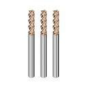 Cleqee スクエア エンドミル 刃径6mm × 刃長20mm × 全長75mm × 軸径6mm3個セット 4枚刃 TiAlNコート 超硬 スクエア エンドミ...